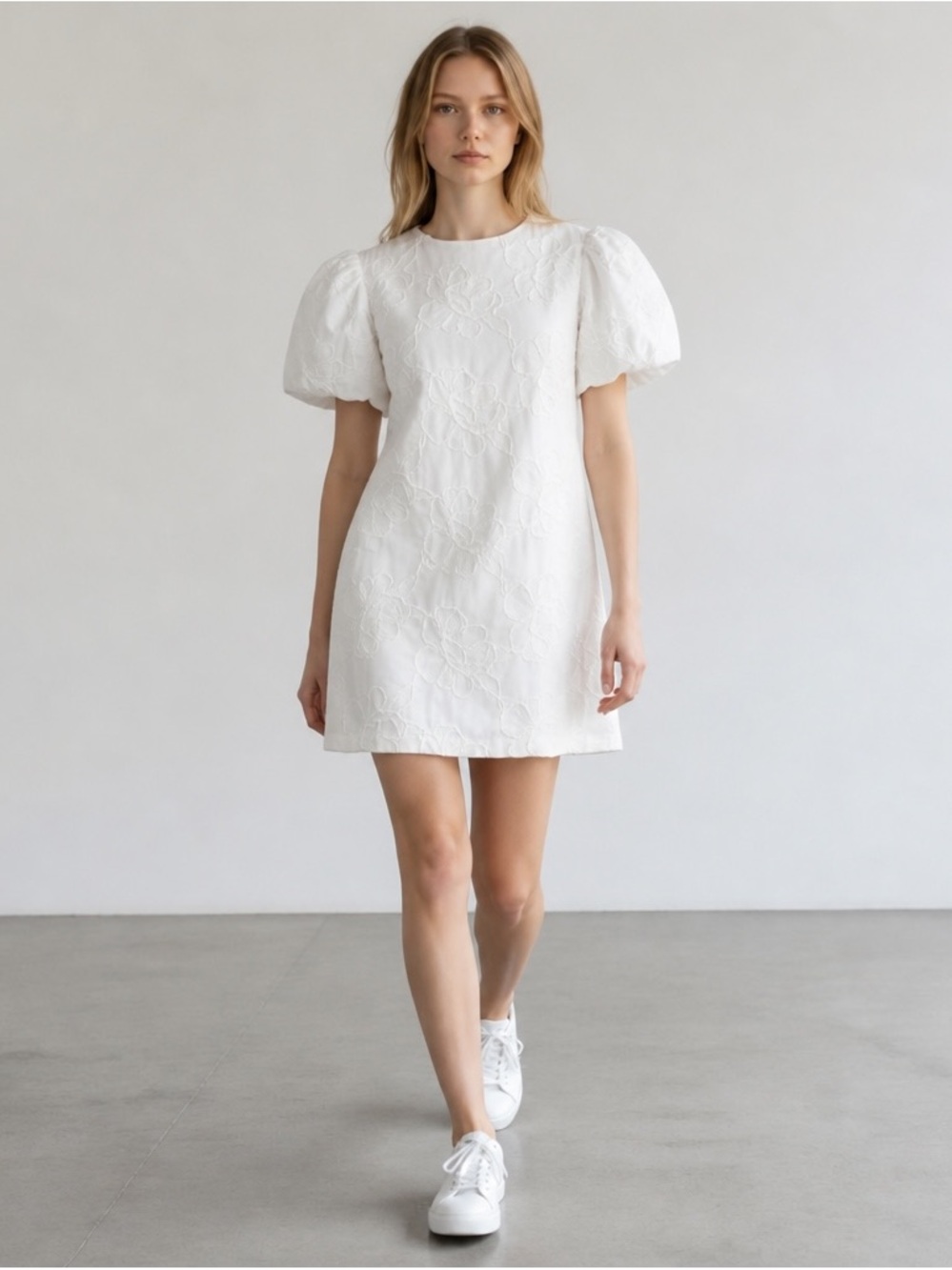 NWT J Crew Puff Sleeved Embroidered Mini Dess White Sz 6
